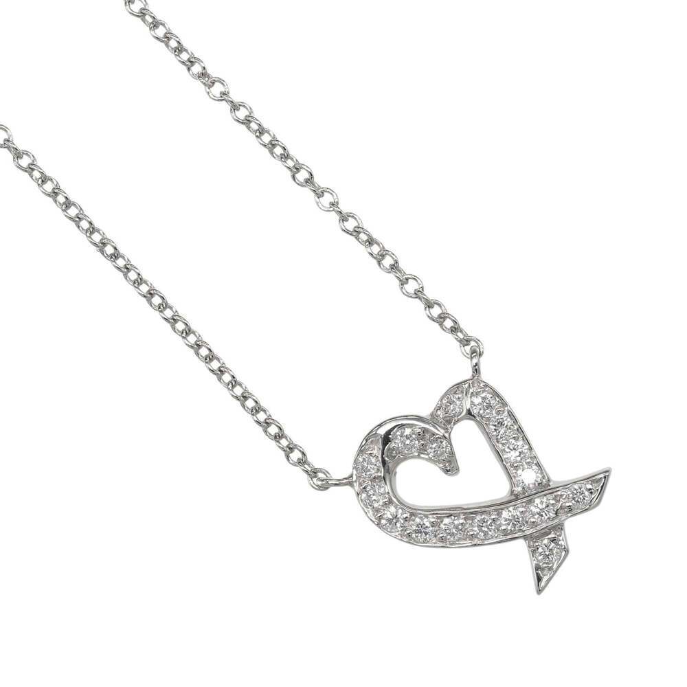 TIFFANY Authentic Silver Diamond Heart Necklace